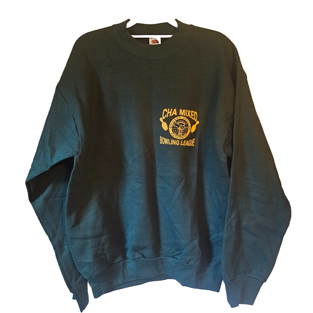 Vintage 90s CHA Mixed Bowling League Sweatshirt USA Fruit Of The Loom Green L